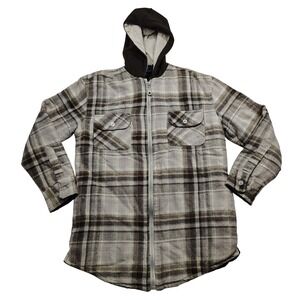 Burnside Kids Plaid Flannel Quilted Lined‎ Zip Up Hoodie Jacket Size M 10 12